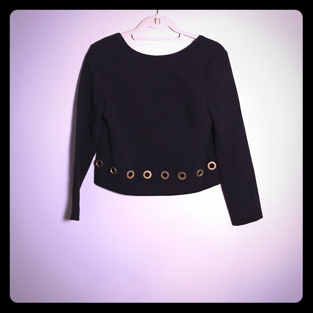 Rachel Zoe crop top long sleeve with gold